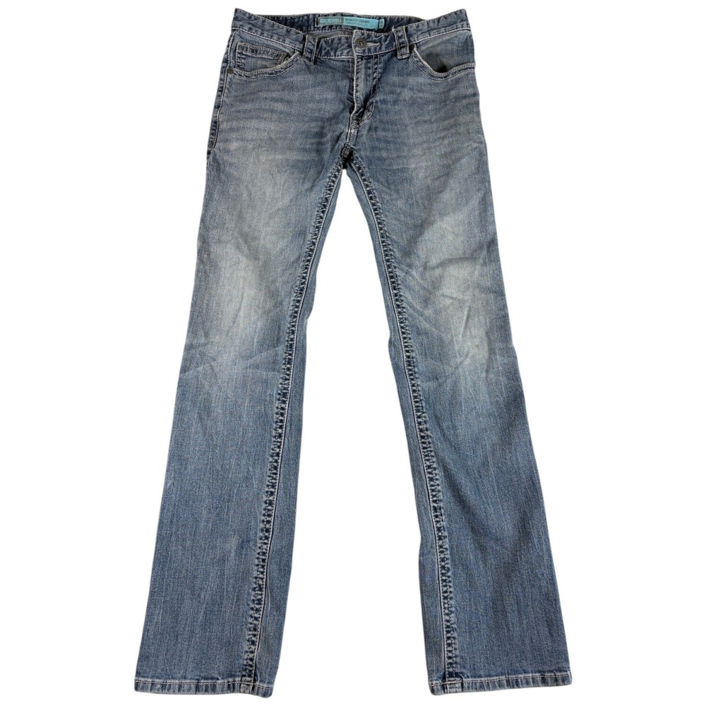 Rock and Roll Denim Revolver Jeans Mens 31x34 Blue Slim Straight Distressed Y2K